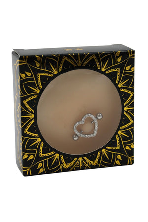 Paire de cache-tétons piercing barre coeur faux diamant peau claire - Be Lily Accessories