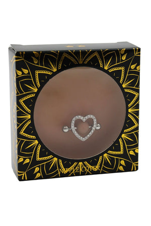 Paire de cache-tétons piercing barre coeur faux diamant peau métisse - Be Lily Accessories