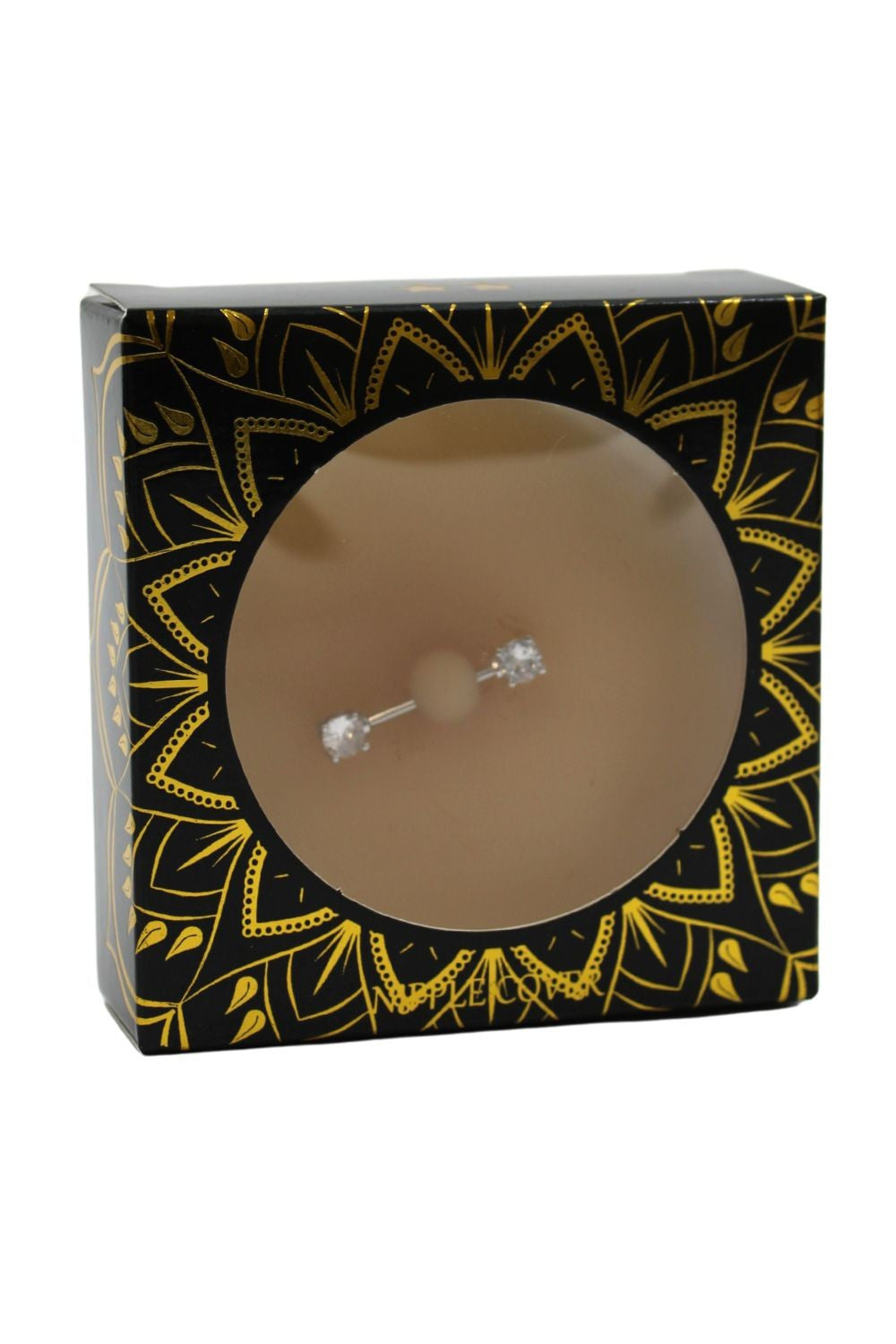 Paire de cache-tétons piercing barre faux diamant peau claire - Be Lily Accessories
