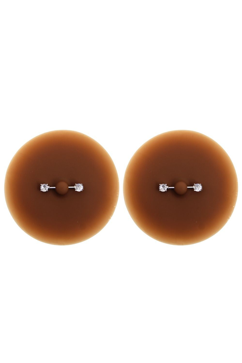 Paire de cache-tétons piercing barre faux diamant peau foncée - Be Lily Accessories