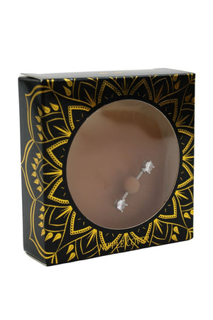 Paire de cache-tétons piercing barre faux diamant peau métisse - Be Lily Accessories