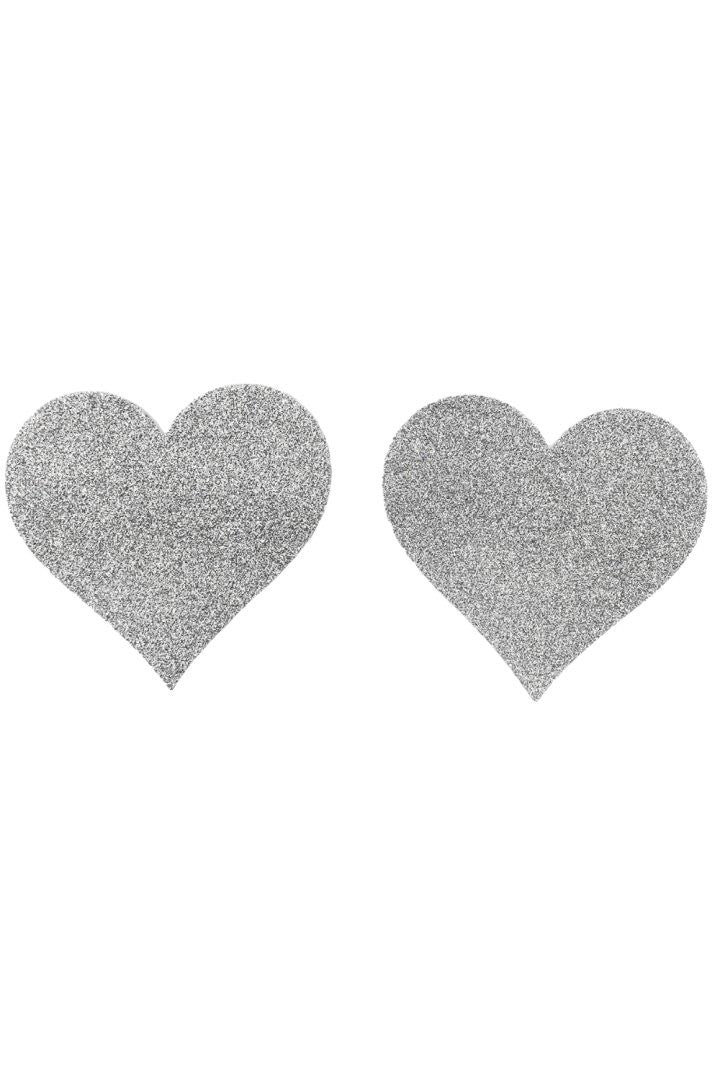 Paire de cache tétons adhésifs cœur pailleté blanc - Be Lily Accessories