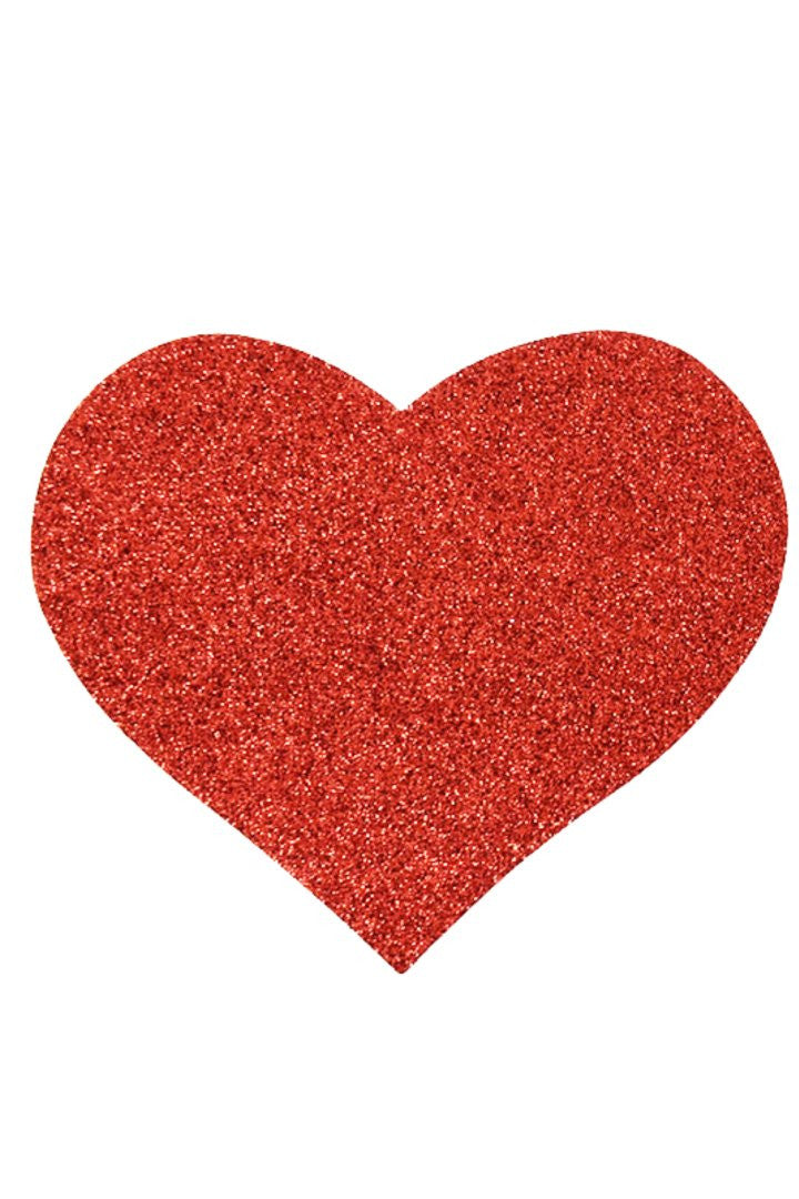 Paire de cache tétons adhésifs coeur pailleté rouge - Be Lily Accessories