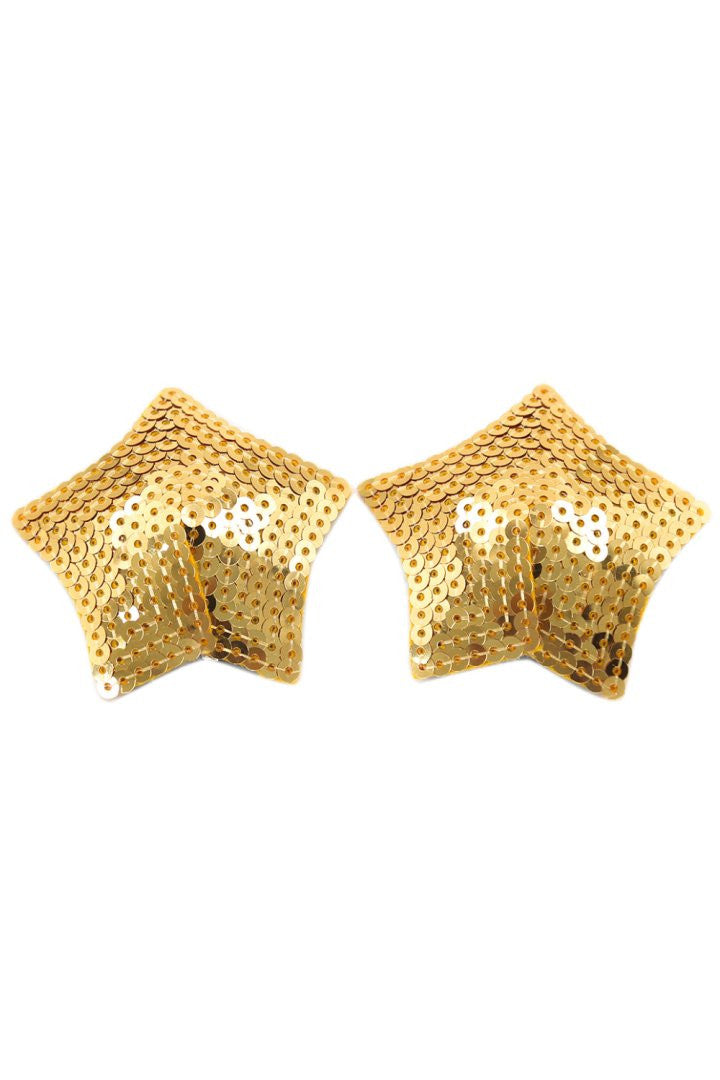 Paire de cache tétons adhésifs étoile pailletée sequin doré - Be Lily Accessories