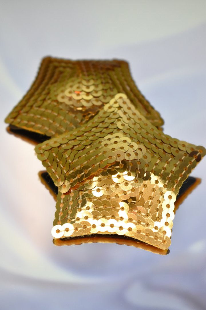 Paire de cache tétons adhésifs étoile pailletée sequin doré - Be Lily Accessories