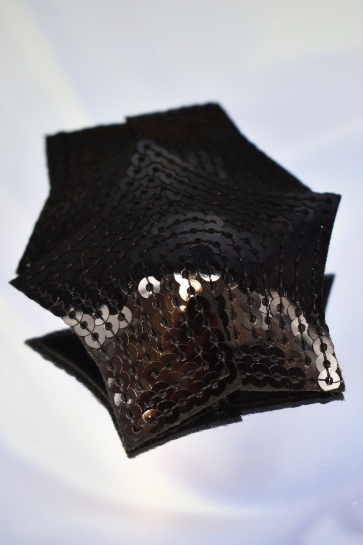 Paire de cache tétons adhésifs étoile pailletée sequin noir - Be Lily Accessories