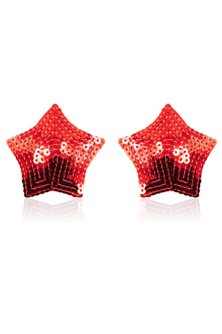 Paire de cache tétons adhésifs étoile pailletée sequin rouge - Be Lily Accessories