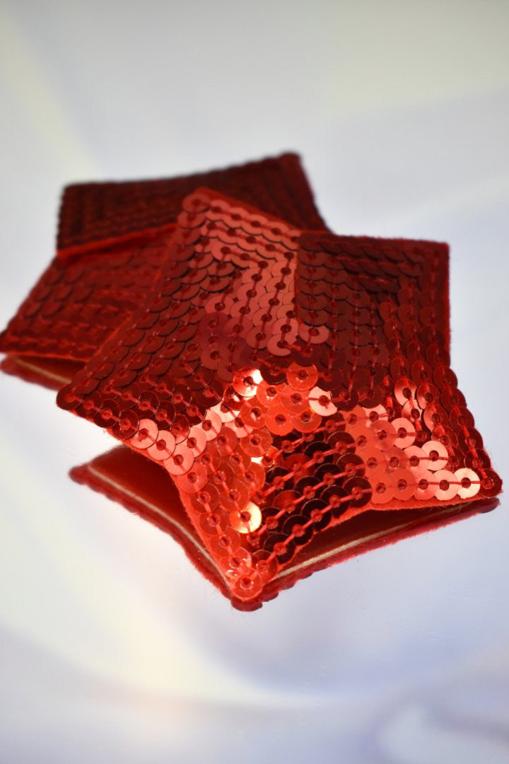 Paire de cache tétons adhésifs étoile pailletée sequin rouge - Be Lily Accessories