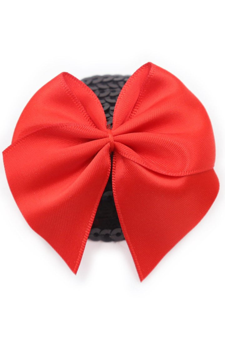 Paire de cache tétons adhésifs noir avec nœud papillon rouge - Be Lily Accessories