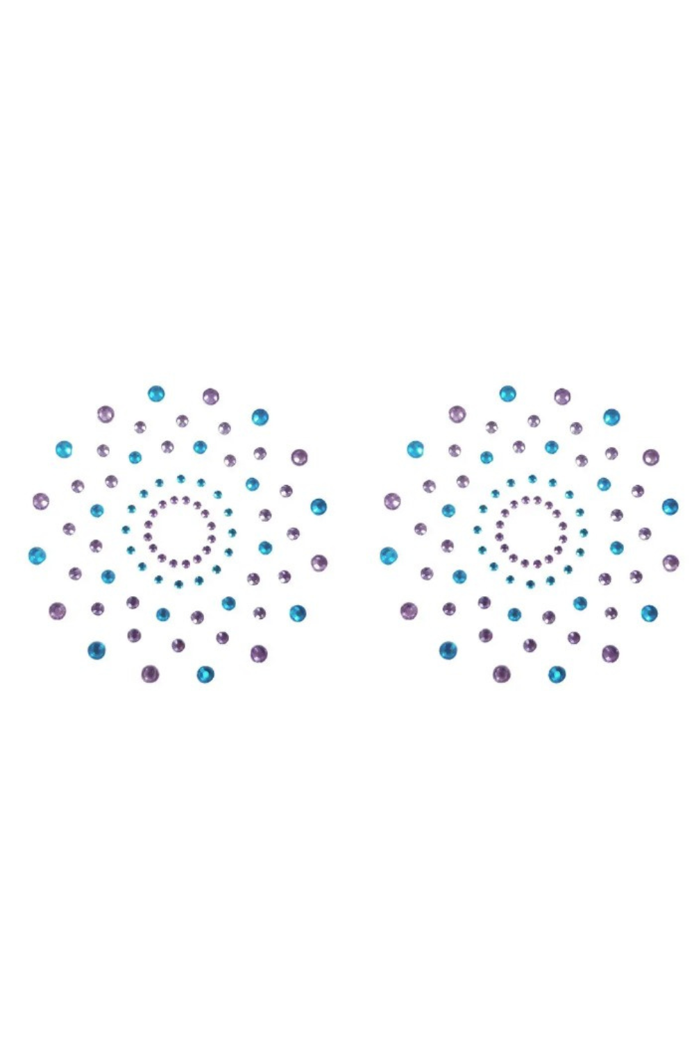 Paire de cache tétons adhésifs strass bleu et violet - Be Lily Accessories
