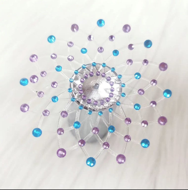 Paire de cache tétons adhésifs strass bleu et violet - Be Lily Accessories