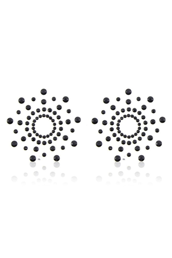 Paire de cache tétons adhésifs strass noir - Be Lily Accessories