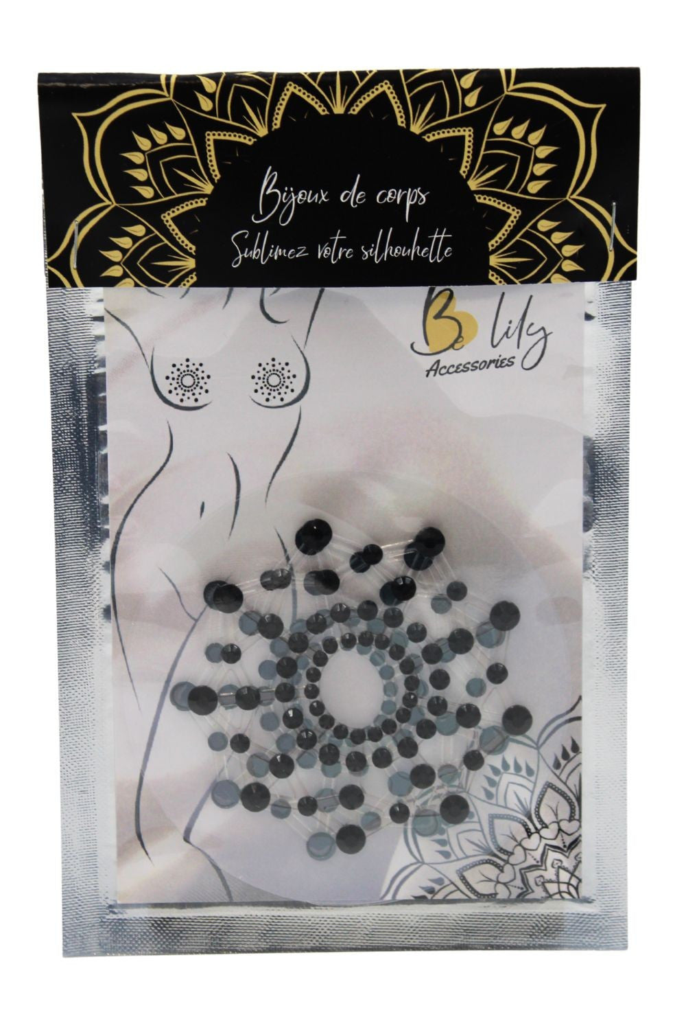 Paire de cache tétons adhésifs strass noir - Be Lily Accessories