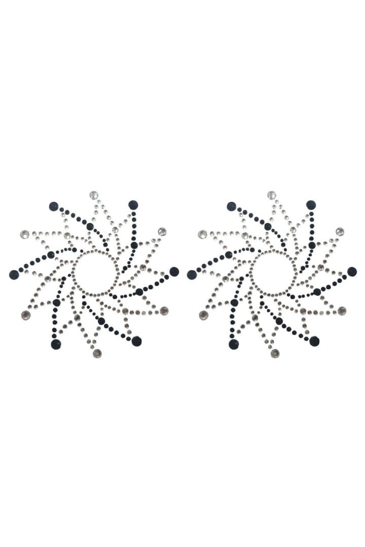 Paire de cache tétons adhésifs strass noir et blanc -  Be Lily Accessories