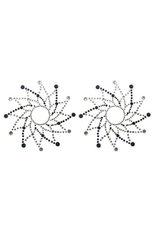 Paire de cache tétons adhésifs strass noir et blanc -  Be Lily Accessories
