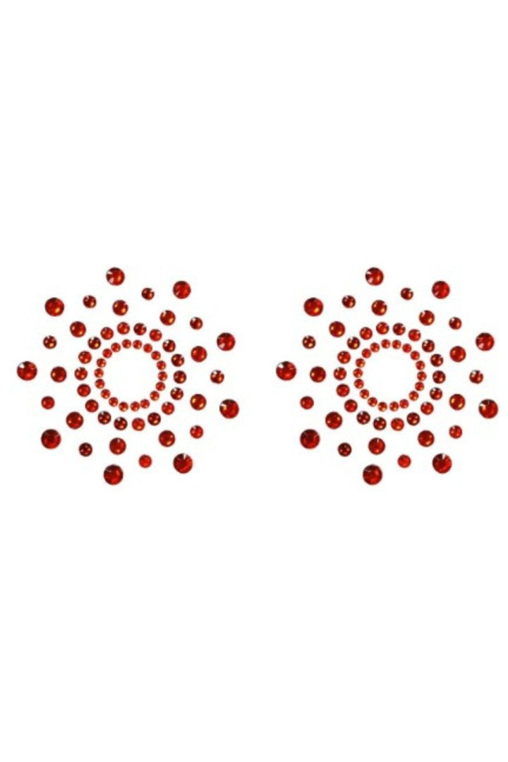 Paire de cache tétons adhésifs strass rouge - Be Lily Accessories