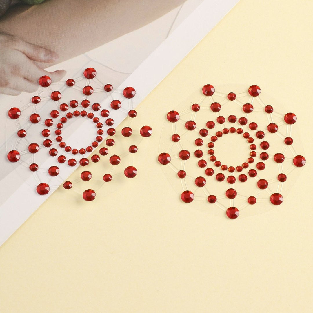 Paire de cache tétons adhésifs strass rouge - Be Lily Accessories
