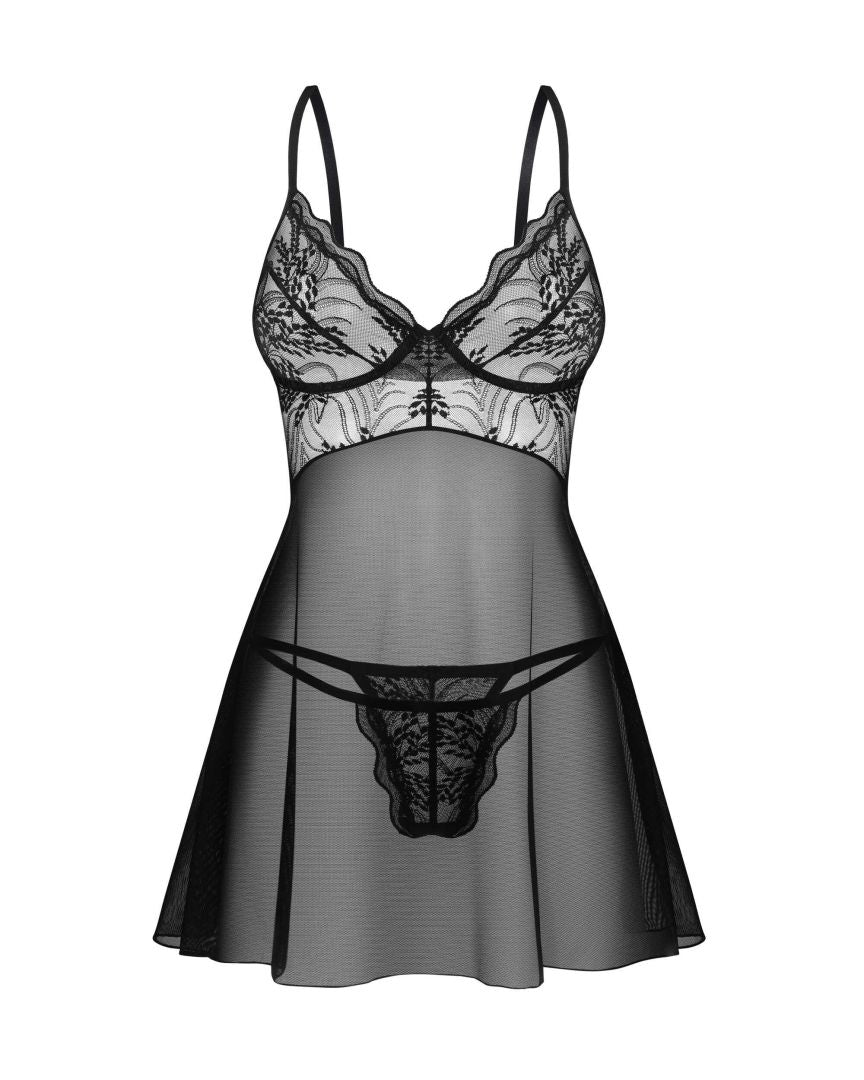 Perisia babydoll et string - Noirs - Obsessive