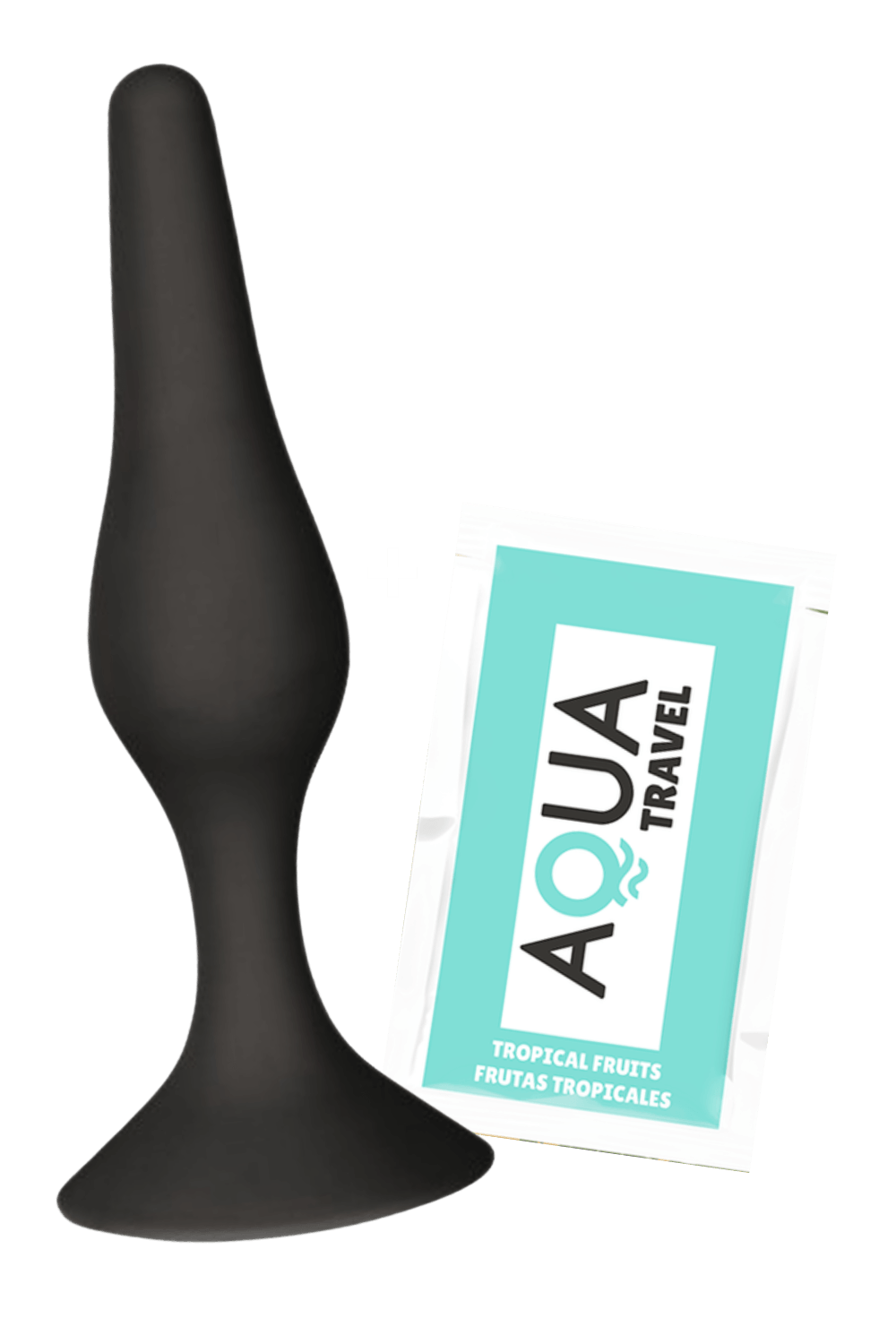 Plug Anal Noir en Silicone L avec Ventouse Taille L 12,7 cm Pocket Pleasure 1 dosette de lubrifiant - Pocket Pleasure