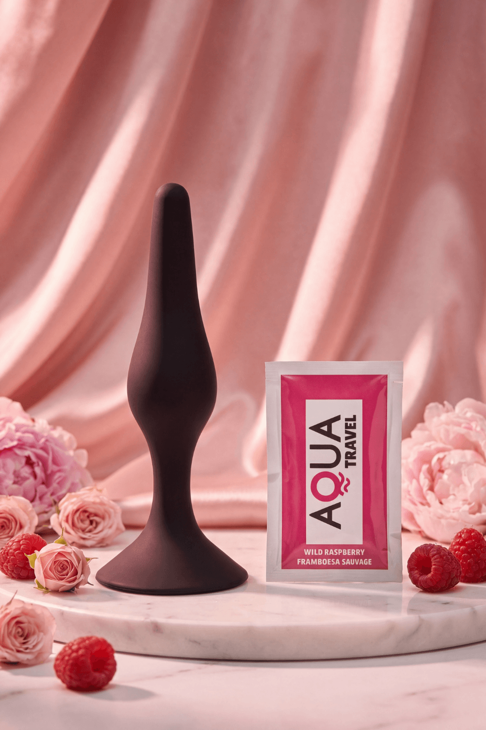 Plug Anal Noir en Silicone L avec Ventouse Taille L 12,7 cm Pocket Pleasure 1 dosette de lubrifiant - Pocket Pleasure