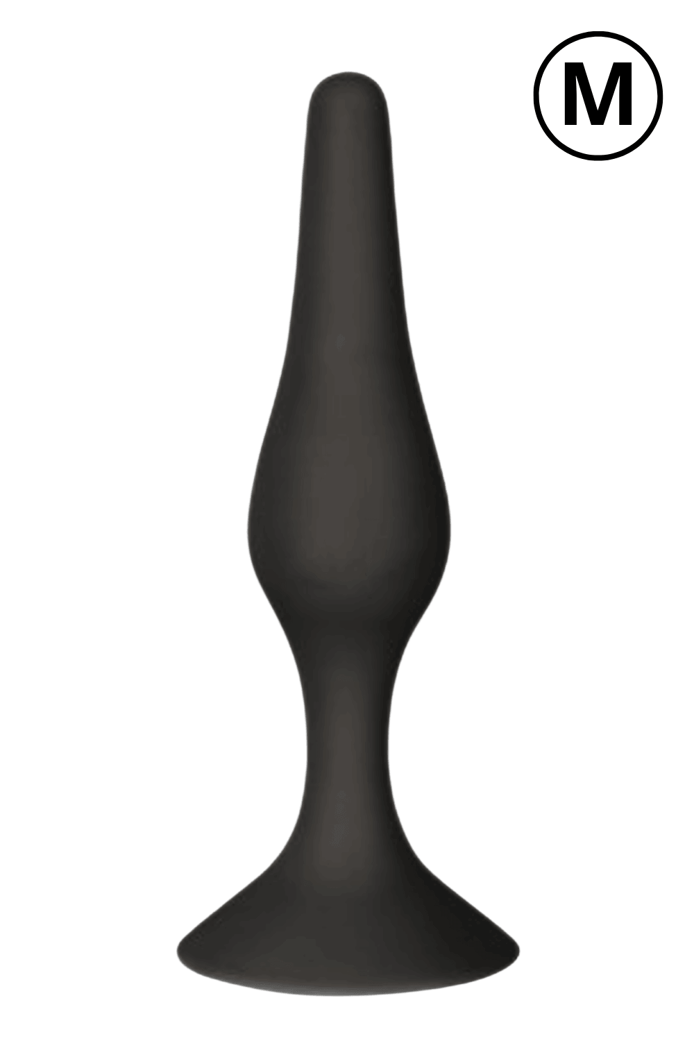Plug Anal Noir en Silicone M avec Ventouse Taille M 11,3 cm Pocket Pleasure 1 dosette de lubrifiant - Pocket Pleasure