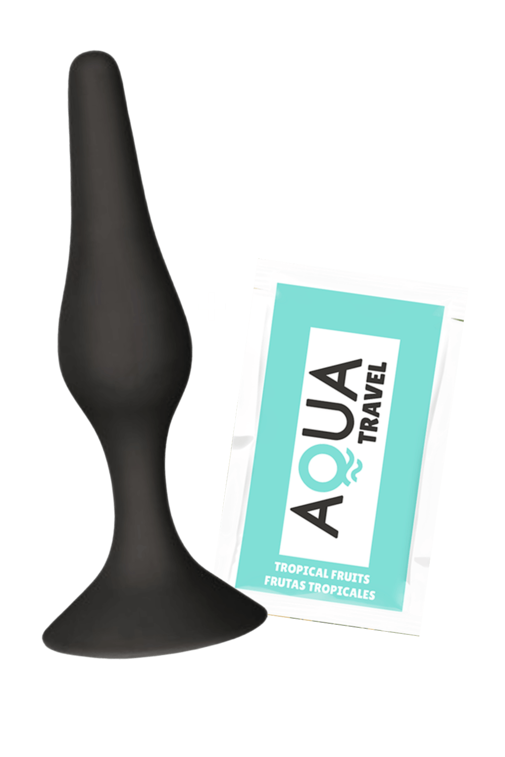 Plug Anal Noir en Silicone M avec Ventouse Taille M 11,3 cm Pocket Pleasure 1 dosette de lubrifiant - Pocket Pleasure