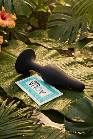 Plug Anal Noir en Silicone M avec Ventouse Taille M 11,3 cm Pocket Pleasure 1 dosette de lubrifiant - Pocket Pleasure