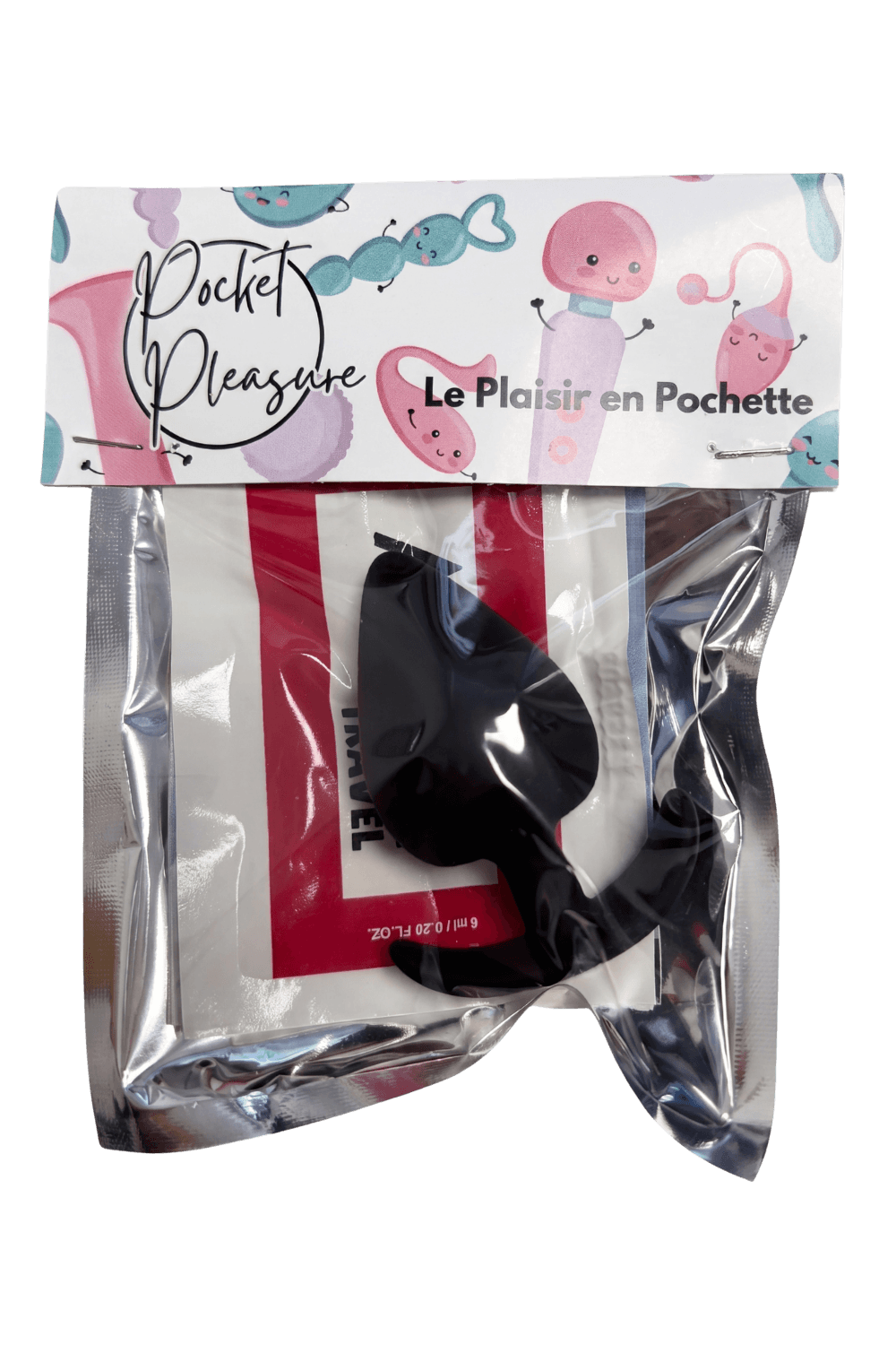 Plug Anal Silicone Noir XS Pocket Pleasure 1 dosette de lubrifiant - Pocket Pleasure