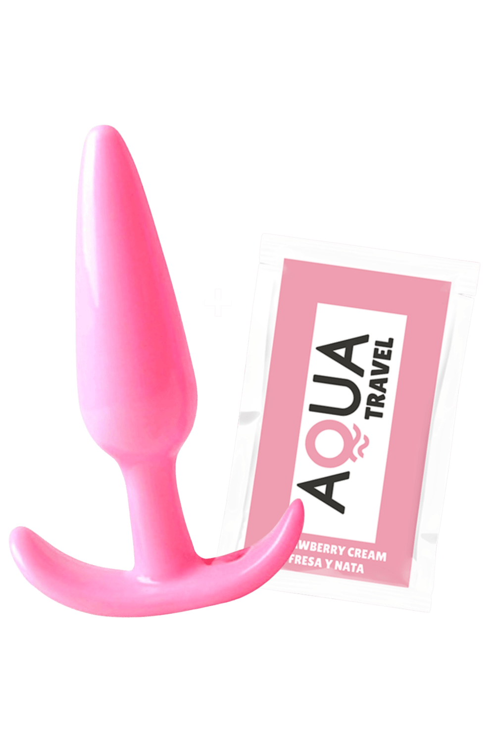 Plug anal rose souple base évasée Pocket Pleasure 1 dosette lubrifiant - Pocket Pleasure
