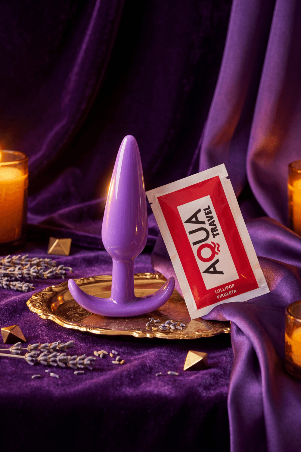 Plug anal violet souple base évasée Pocket Pleasure 1 dosette de lubrifiant - Pocket Pleasure