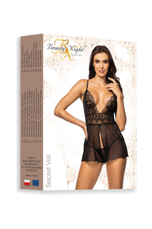 Secret Veil babydoll - Noire - Beauty Night