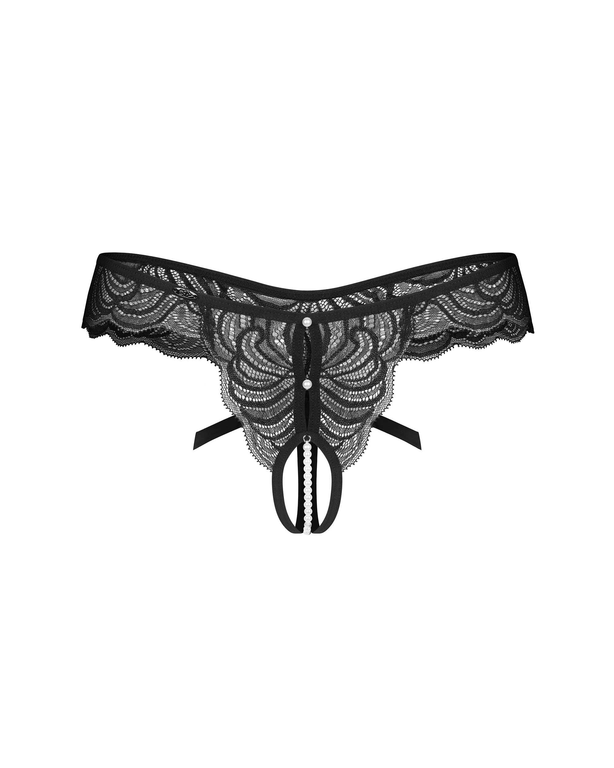Trinise string ouvert noir - Obsessive