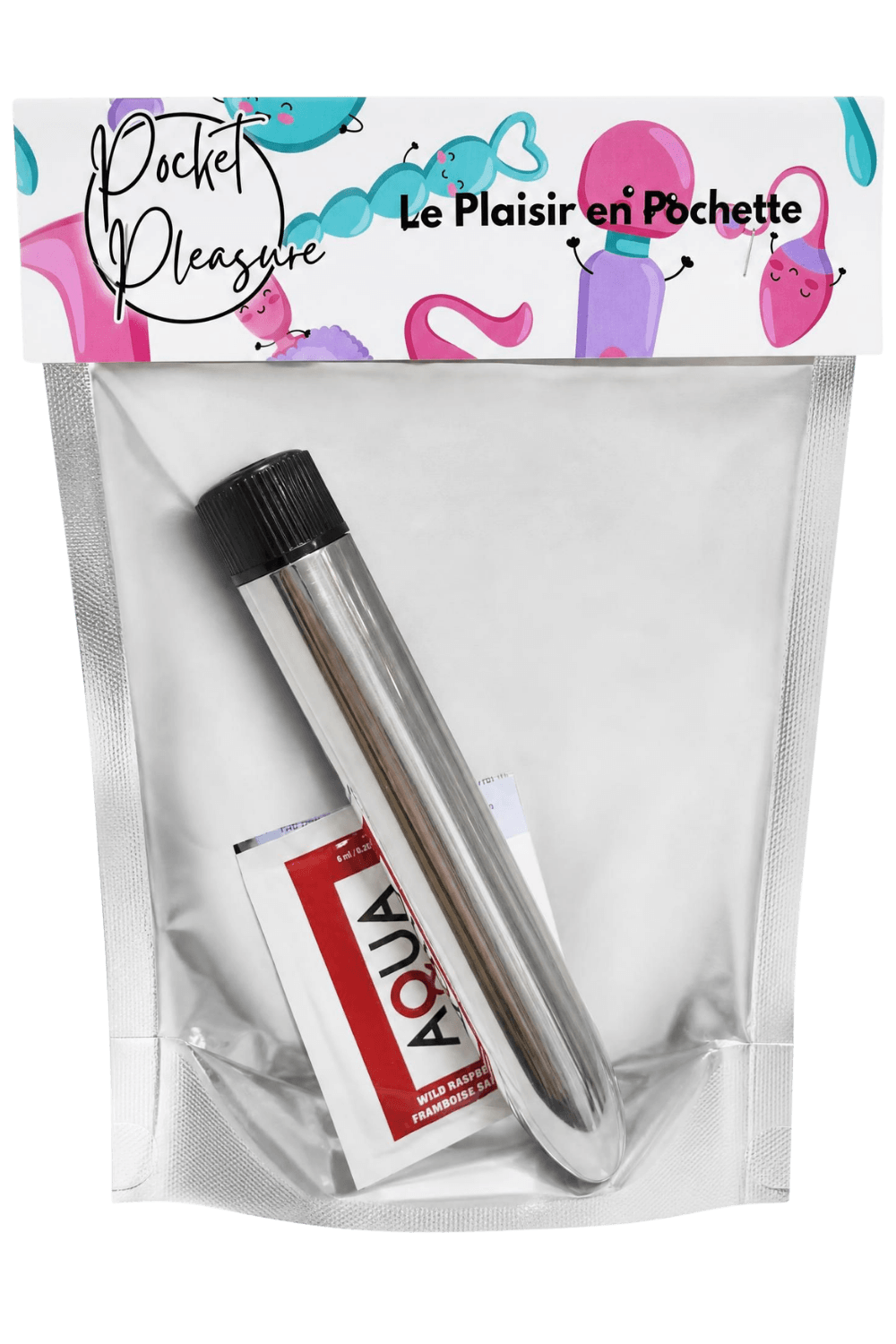 Vibromasseur Classique Argenté 1 dosette de lubrifiant — Pocket Pleasure