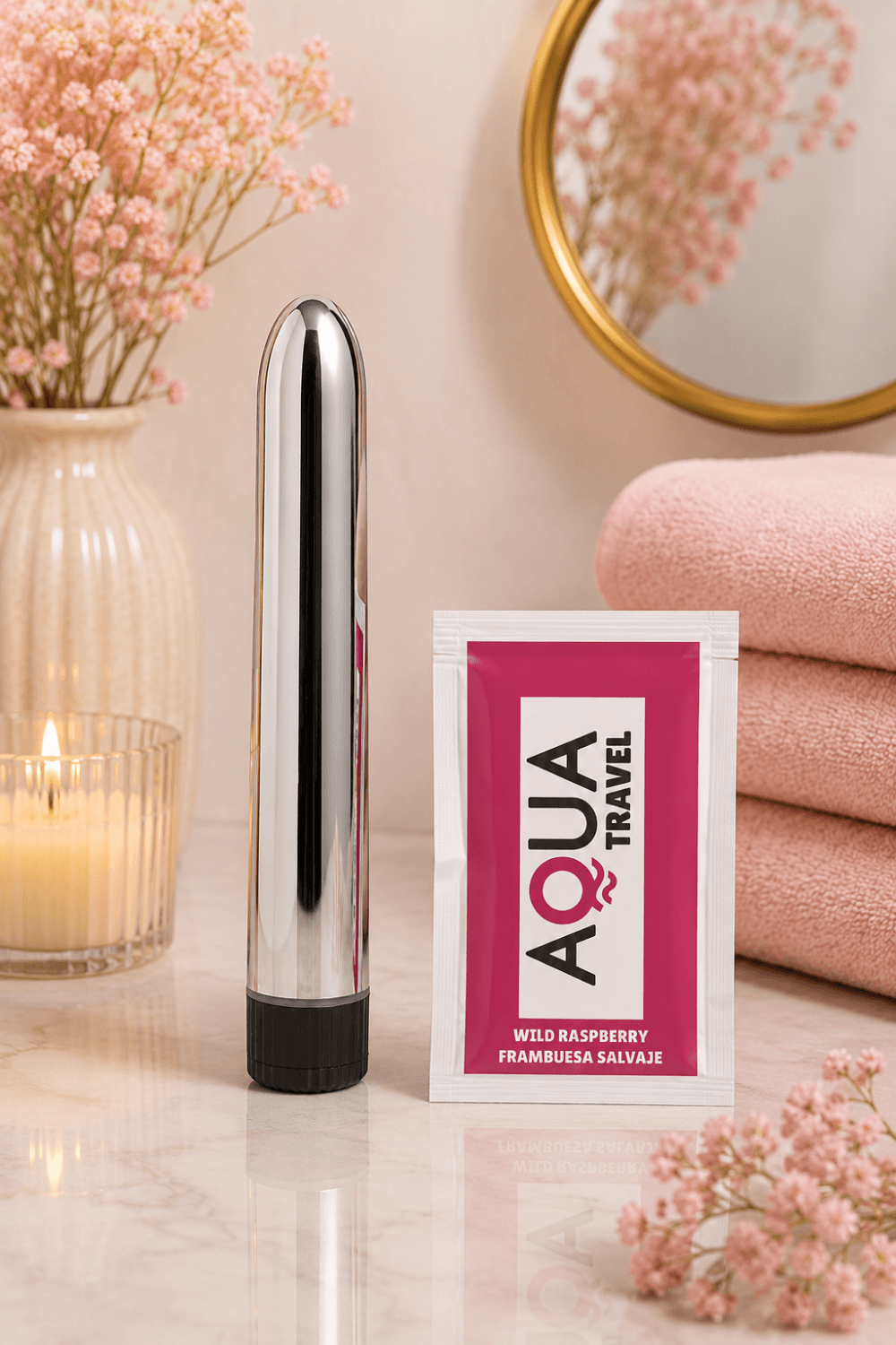 Vibromasseur Classique Argenté 1 dosette de lubrifiant — Pocket Pleasure