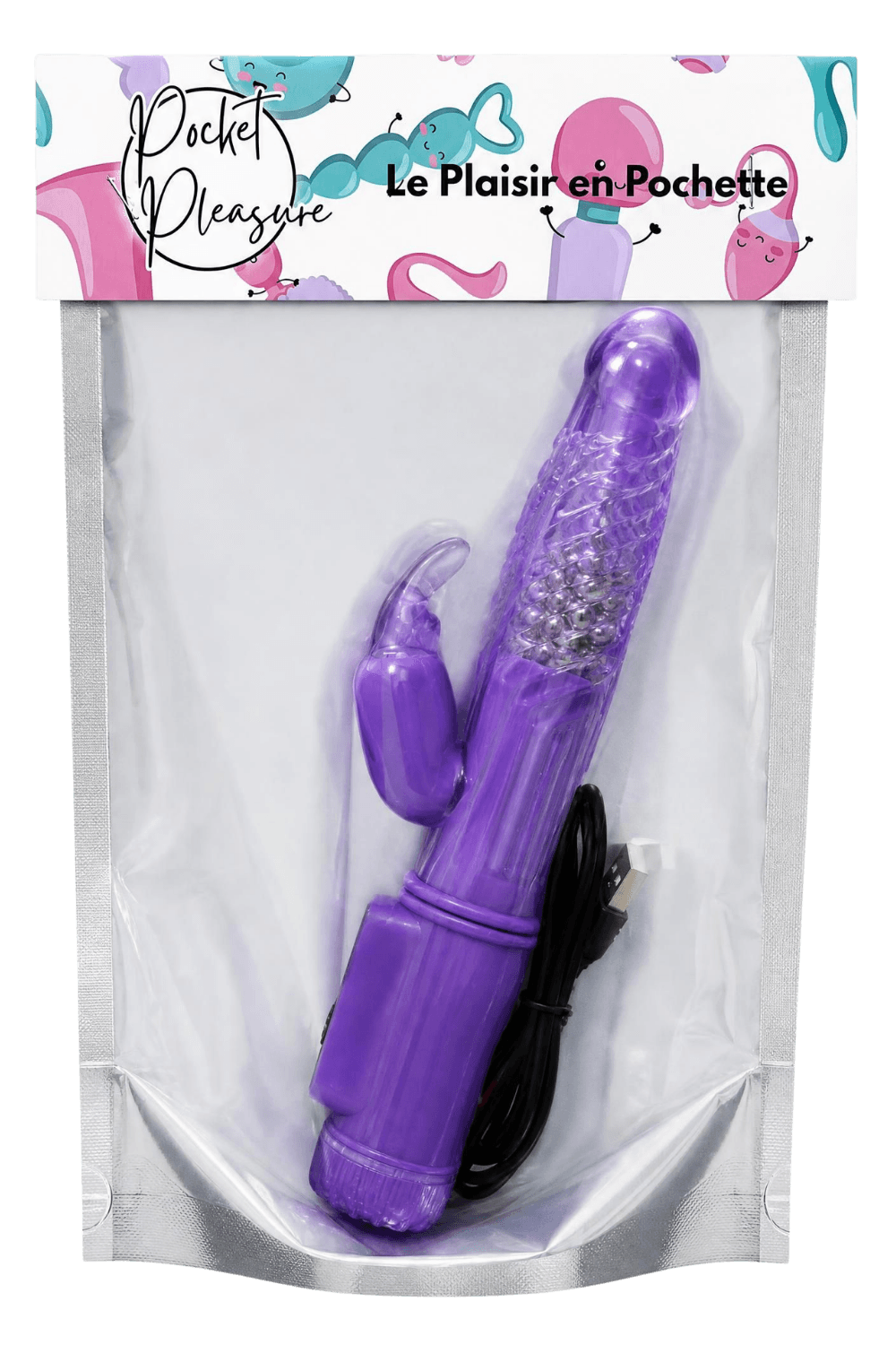 Vibromasseur Rabbit Violet Rotation Vibration 36 Modes 1 dosette de lubrifiant — Pocket Pleasure