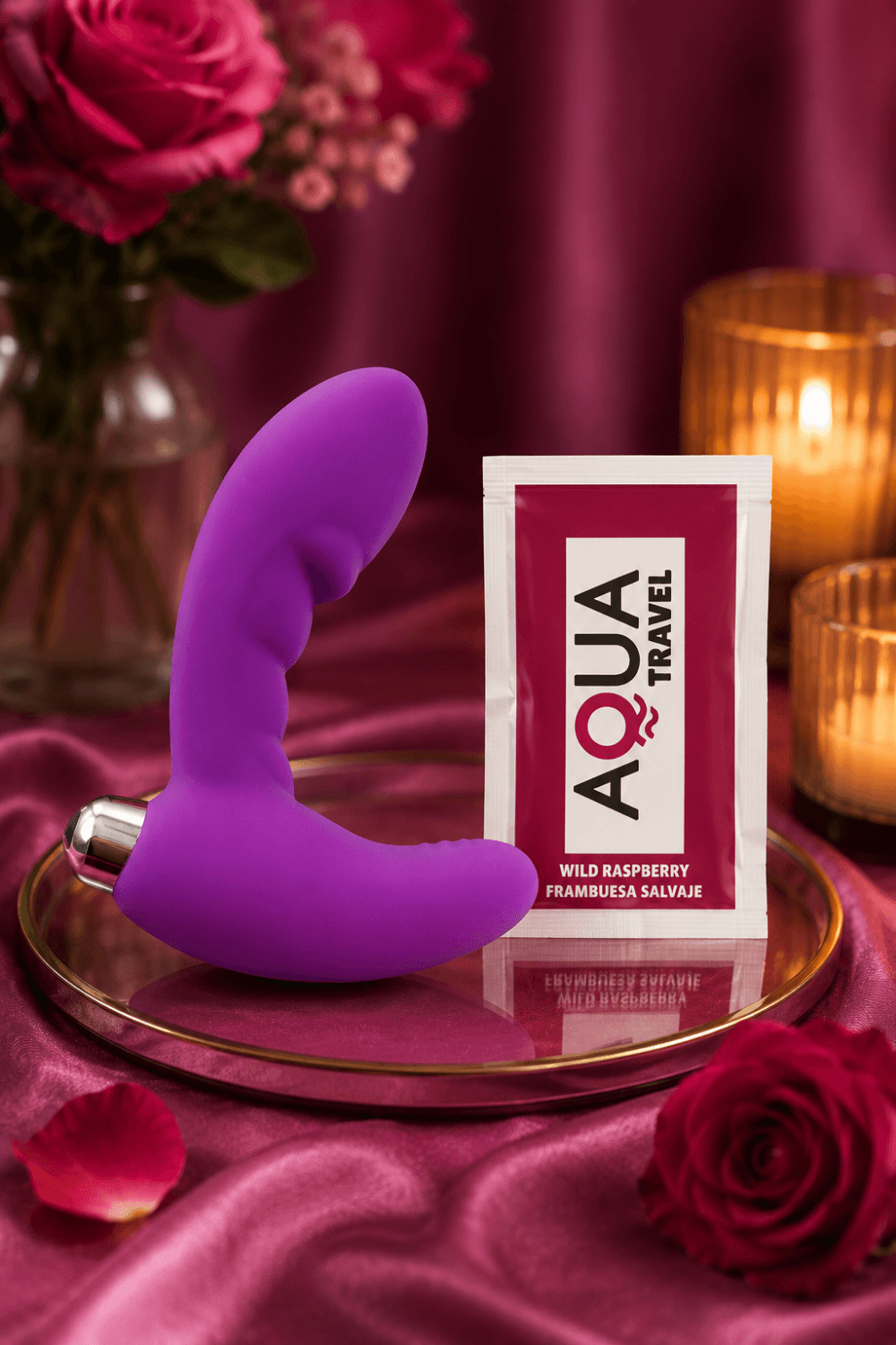 Vibromasseur anal violet stimulateur de prostate Pocket Pleasure 1 dosette lubrifiant -Pocket Pleasure