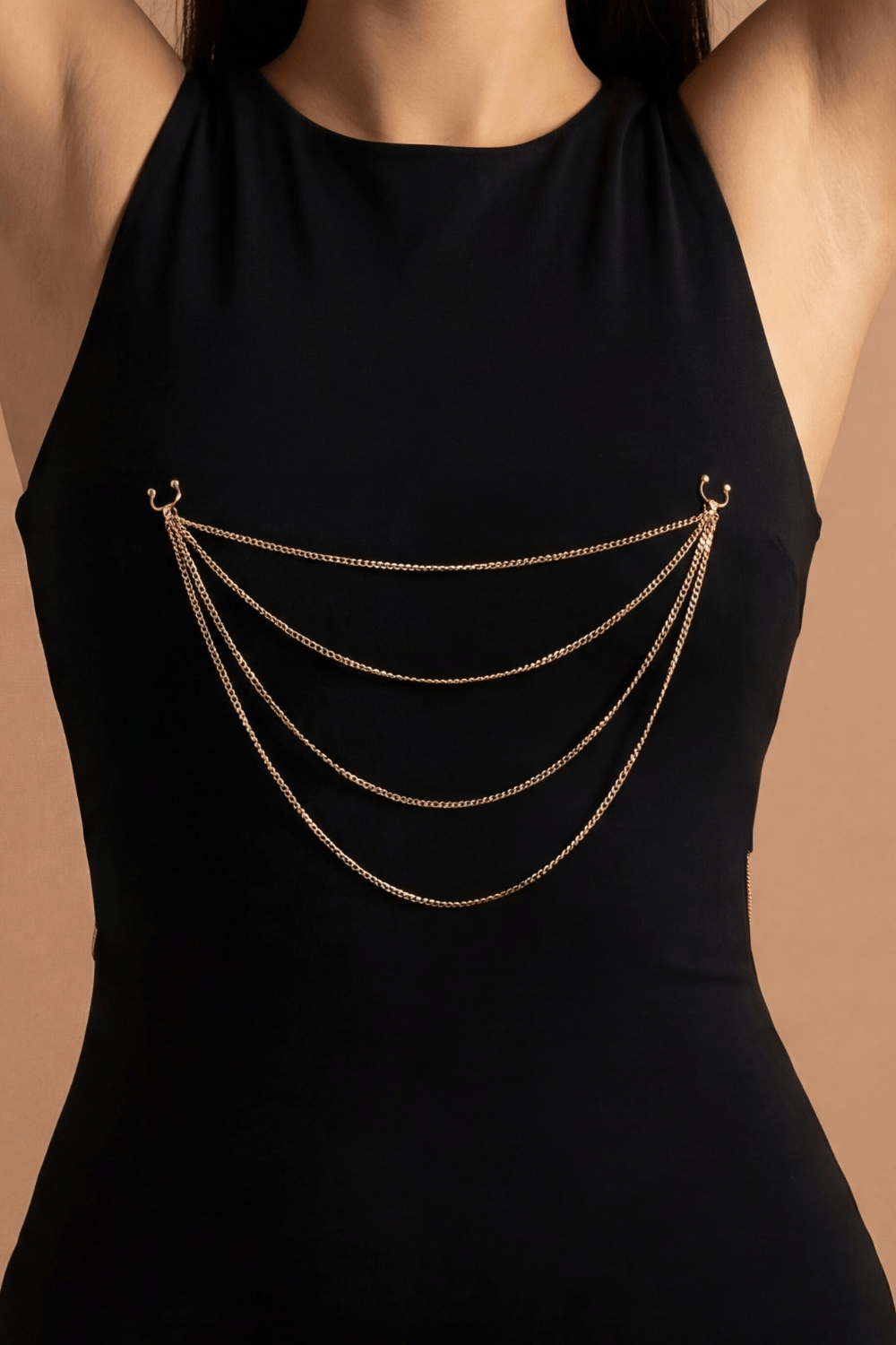 bijou pinces tétons avec 4 chainettes doré rose - Be Lily accessories