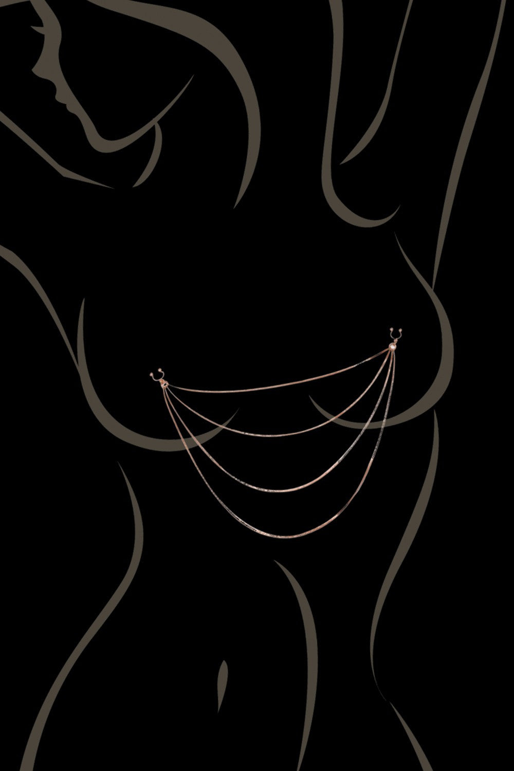 bijou pinces tétons avec 4 chainettes doré rose - Be Lily accessories