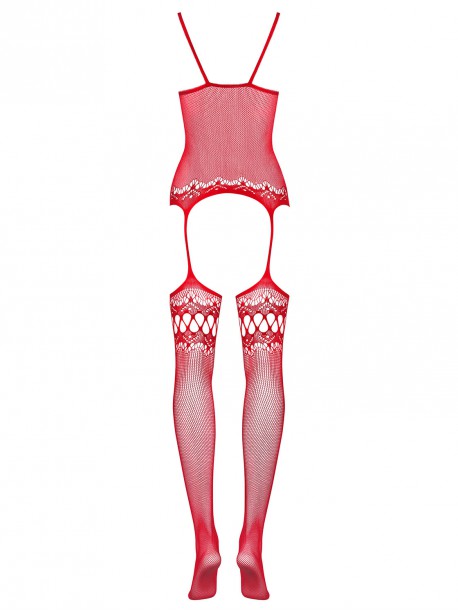 F214 Bodystocking - Noir / Rouge