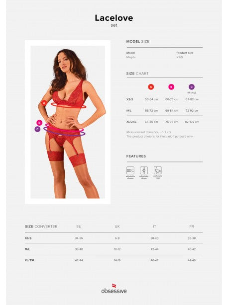 Lacelove ensemble 3 pièces - Rouge