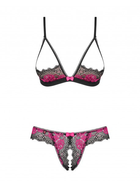 Tulia Ensemble ouvert 2 pcs - Noir et Fuchsia
