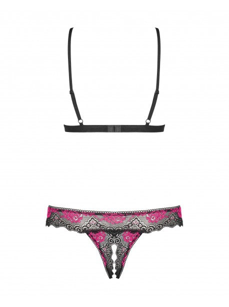 Tulia Ensemble ouvert 2 pcs - Noir et Fuchsia