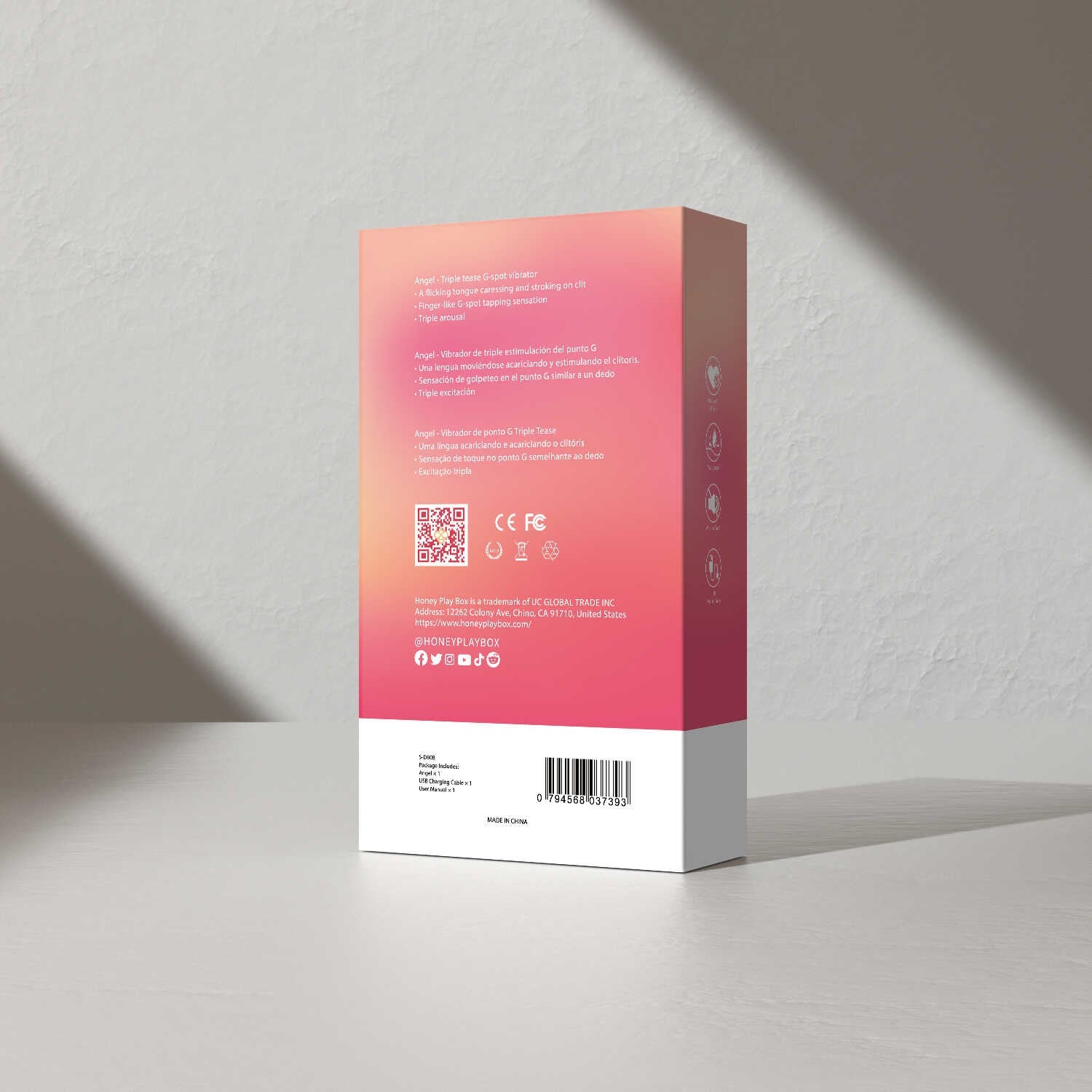 Angel - Vibromasseur 3 en 1 point G et léchage du clitoris